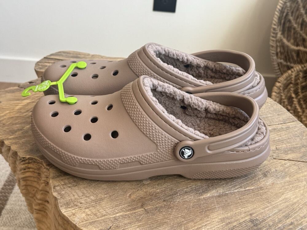Crocs Classic Lined Clogs Men’s 12 New Brown Tan New Slip On Comfort Shoes
